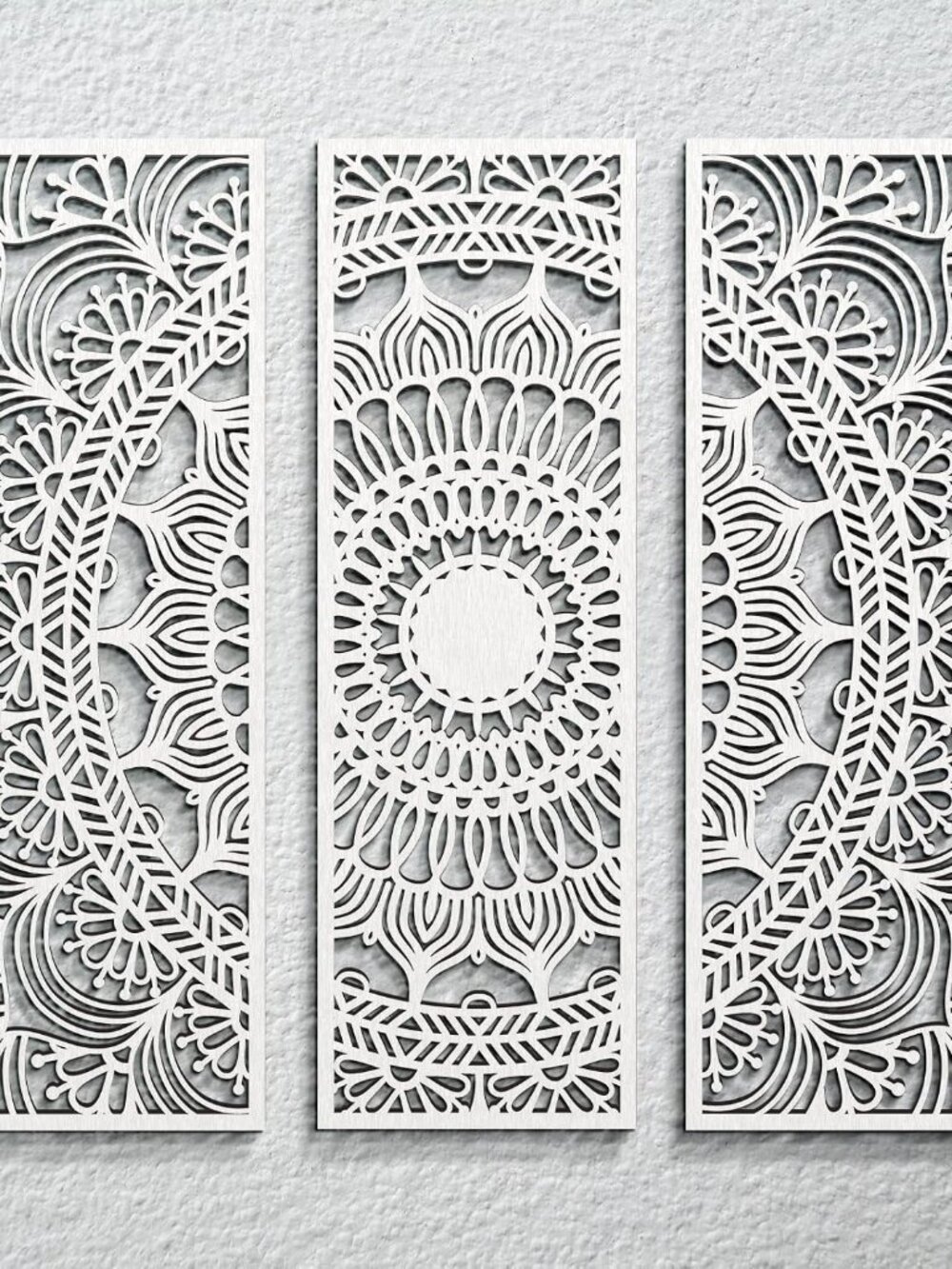 3pcs Mandala Wall Art Carved Wood Wall Art Floral Aesthetic Wooden Plaque Set Wo